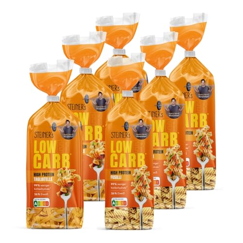 STEINER´s Low Carb Pastamix | 99% weniger Kohlenhydrate | Tagliatelle + Fusilli | Ballaststoffreich, (STEINER´s Pastamix, 3+3 Pack)