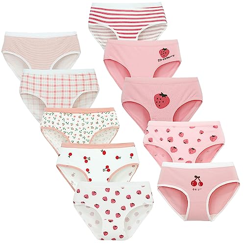 Happy Cherry Girls Underwear Cotton Cute Little Girls Panties Breathable Comfort Kids Hipster Briefs 10 Packs