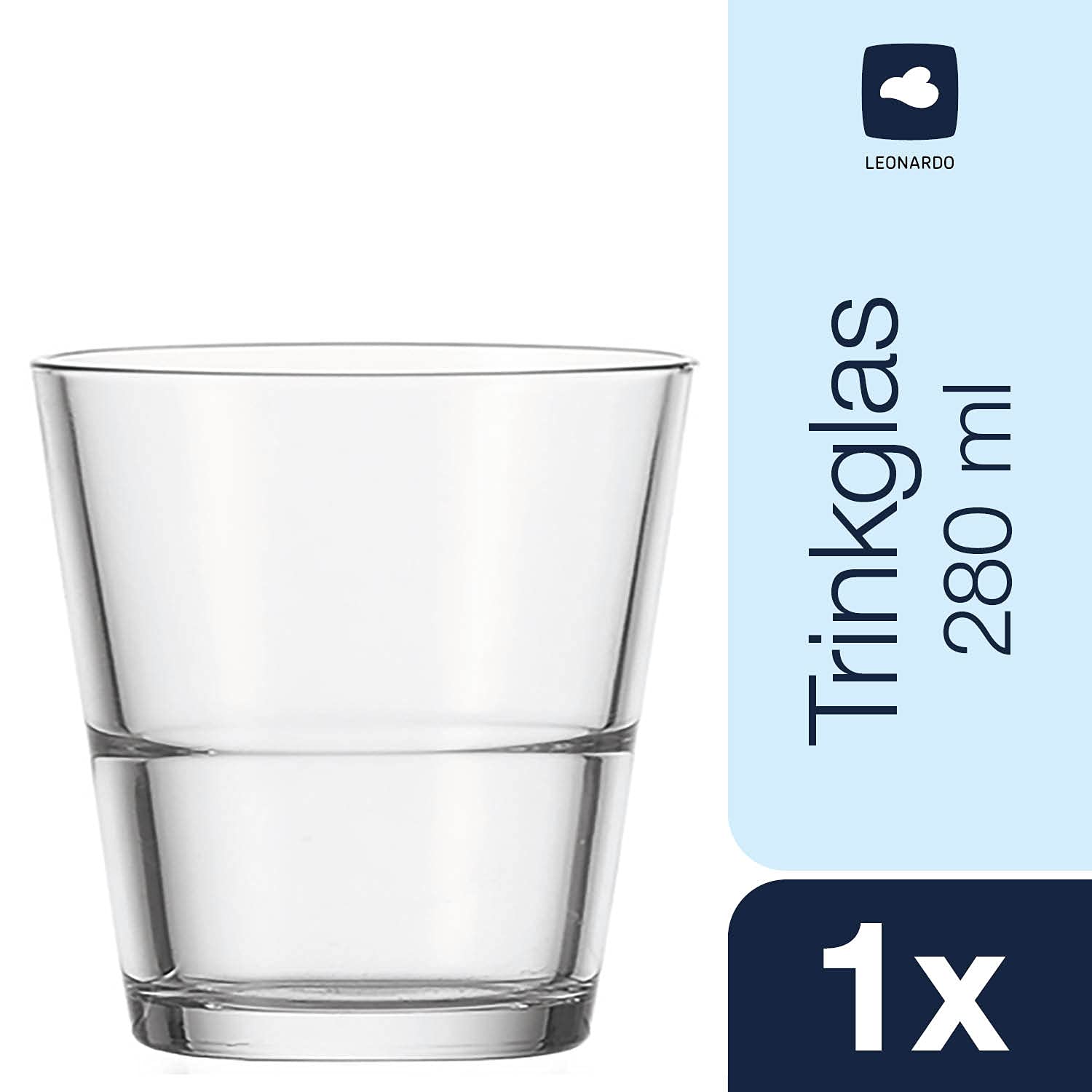 Leonardo Event Wasser-Gläser, 1 Stück, spülmaschinengeeignete Saft-Gläser, stapelbare Trink-Becher aus Glas, Getränke-Set, 280 ml, 010699 Küche, Haushalt & Wohnen