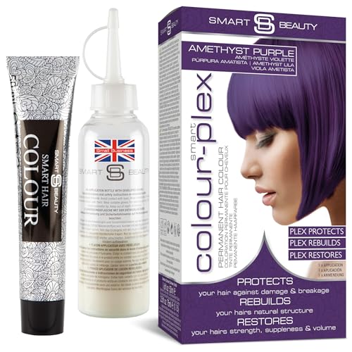 Amethyst Purple Hair Dye Permanent with Anti-Breakage Plex Hair Care, Vegan Hair Dye & Cruelty-Free, 100% Grey Coverage, purple Hair Color, For All Hair Types. Smart Beauty