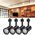 LEONLITE Dimmable LED Track Lighting Heads, 10W 700LM Single Circuit H Type Track Light for Accent Retail Kitchen Art, CRI90 Aluminum, ETL & ES Listed, 3000K Warm White, Black, Pack of 4