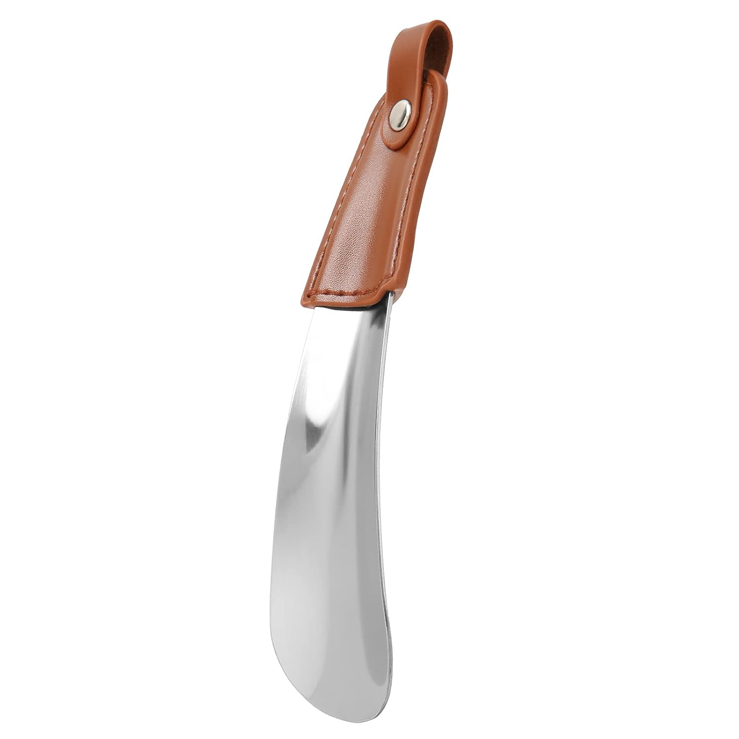 Dioche Handled Shoe Lifter Professional Stainless Steel Shoe Horn Travel Portable Shoehorn with PU Leather Handle for Men, Women, Kids, Seniors