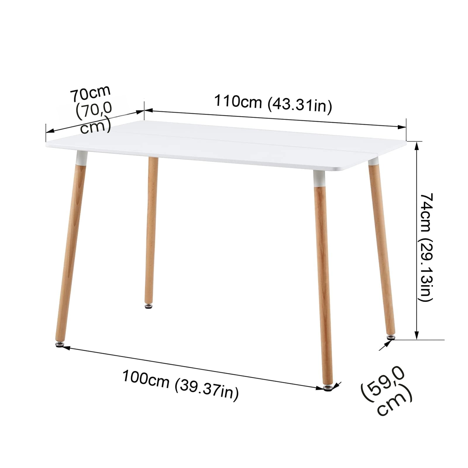 Ensemble de salle à manger rectangulaire avec 4 chaises pour cuisine, salle à manger et salon (table blanche + 4 chaises de salle à manger blanches), SG-1W+OT-4W