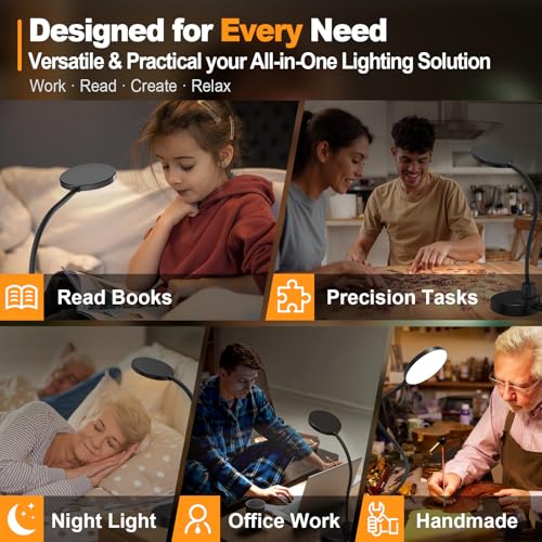 Image of Kimee LED Study Light for Desk with Stationery Organizer & Mobile Holder - Cordless Table Lamp for Students & Work from Home - 3 Modes Eye Protection Reading Lamp (Black, 4,7 Zoll)