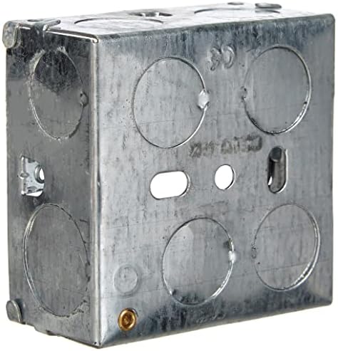 Merriway BH04060 35mm (1.3/8 inch) Depth Single 1-Gang Metal Flush Mount Back Pattress Box , Grey