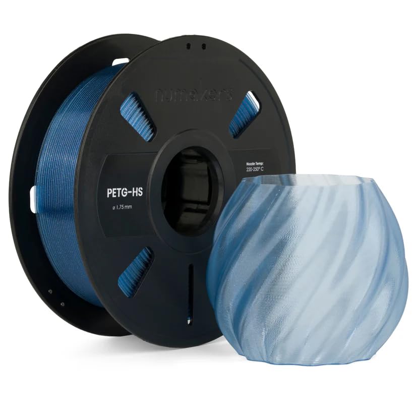 Image of Numakers PETG Translucent 3D Printer Filament Semi-Clear Glossy Finish 1.75mm 1 Kg Spool Strong Layer Adhesion Low Warp High Durability (Ice Blue Glitter)