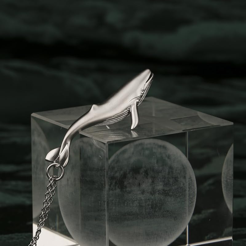 Exquisite 925 Sterling Silver Whale Whistle Necklace - 52Hz Whale Pendant for Ocean Lovers, Unique Nature-Inspired Gift for Couples4