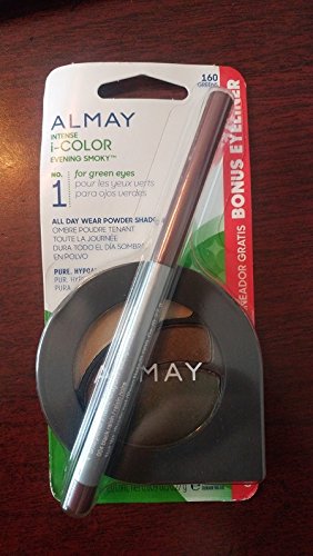 Almay Intense i-Color Evening Smoky 160 Greens All Day Wear Powder Shadow w/Bonus Eyeliner