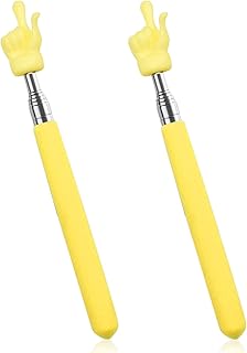 2 Pcs Retractable Teacher Pointer Finger, Telescopic Hand Pointer Teacher Pointers for Classroom, Mini Extendable Pointer Finger Pointer Stick Elementary School Kindergarten Teacher Supplies (Yellow)