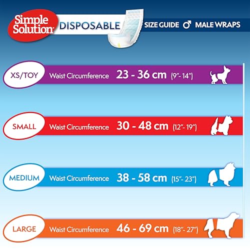 Image of Simple Solution Disposable Dog Diapers, Wraps for Male Dogs, Puppy Diaper, Potty Training, Puppy Essential, Absorbent, Wetness Indicator, For Medium Pets, 15 - 23 Inch Waist (M,12 Count)