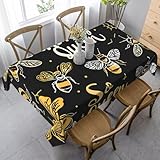 Bee Queen – Nappe rectangulaire 140 x 90 cm en nid d'abeille pour table de salle à manger, nappe infroissable pour la maison, l'intérieur et l'extérieur, décoration de fête