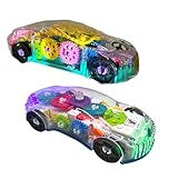 Sapphirem Set of 2 Cars LED Light up Cars Toy with Colorful Light Moving Wheel Music Fun Educational Bump and Go Toy Car for Kids-Battery Including