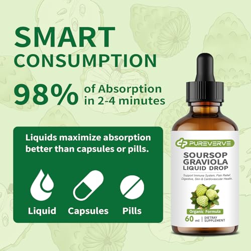 Pureverve Soursop Graviola Liquid Drop for Cell Support & Regeneration, Immune System and Gut Health Support, Soursop Bitters Liquid, Herbal Goodness, Sugar/Gluten Free, Natural Flavor, 2 Fl Oz — view 5