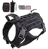 Hanshengday Tactical Dog Vest with Pouches, Adjustable Heavy Duty Nylon Harness for Medium Large Dogs, Service Outdoor Training Military Vest Harness with Molle System and Handle