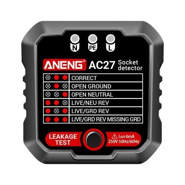 5xOutlet Tester Wiring Circuit Polarity Voltage Detector Checker Socket Tester Black-image-21