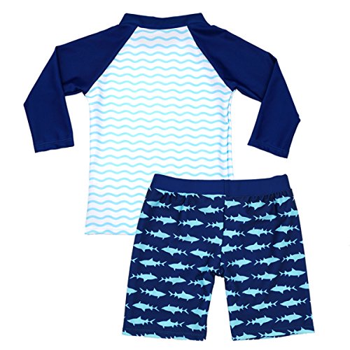 Boys Two Piece Rash Guard Swimsuits Kids Long Sleeve Sunsuit Swimwear Sets 3T #TOP1