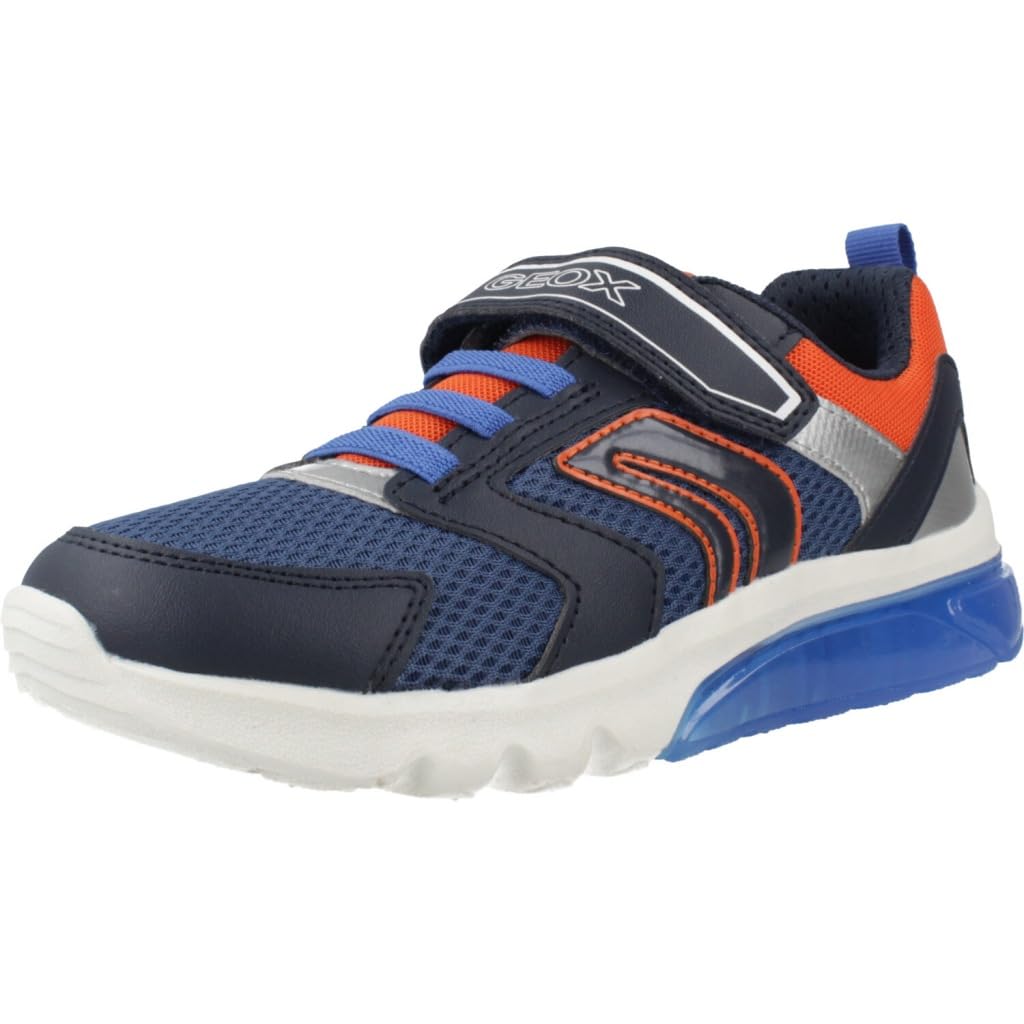 Geox J CIBERDRON BOY C, Sneaker, Navy/Orange,