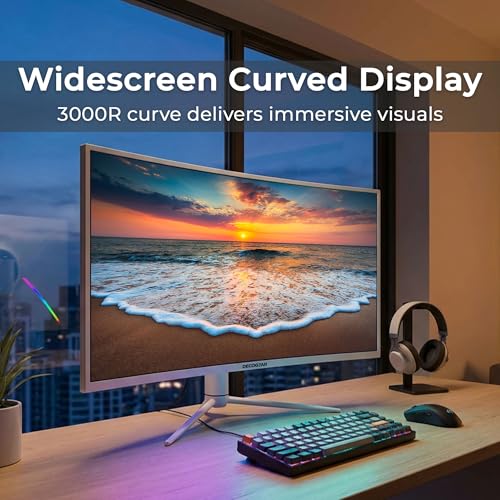 Image of Deco Gear 39 Curved Ultrawide Gaming Monitor, 2560 x 1440, HDR400, 165 Hz, 99% sRGB, HDMI 2.0, DP 1.4 Limited White Edition - Exclusive