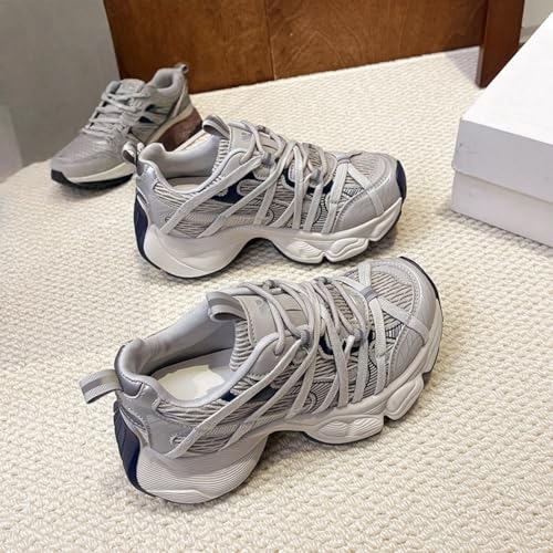 Fashion Breathable Mesh Lace Up Chunky Platform Sneakers for Women Casual Round Toe Non-Slip Running Walking Tennis Driving Dad Shoes3