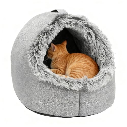 Lit pour chat fermé anti-stress, maison couverte petits animaux - 2