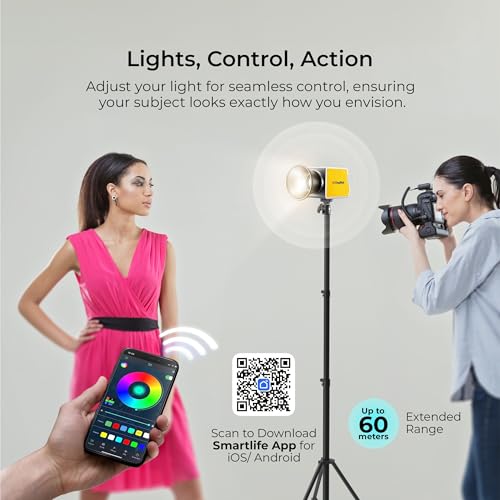 Image of DIGITEK (DCL-100 WBC) 100W Bi-Color Continuous LED Light with Mini Bowen Mount & Reflector, 2700K-6500K+200 Color Temp, 20FX Modes, 97+ CRI, 0-100% Brightness, APP Control, Lighting for Videography