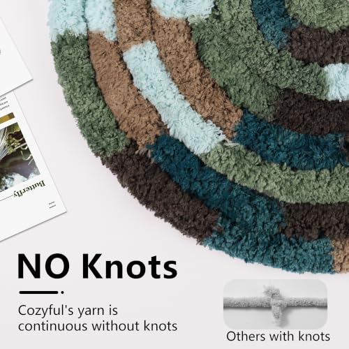 Image of Cozyful Chunky Yarn for Hand Knitting - #10 Chunky Chenille Blanket Yarn, Jumbo Big Thick Chunky Yarns for Crocheting, Tie Dye Bulky Knit Yarns, 8 Skein (20 yds 8 oz Each Skein), Multi Green&Coffee