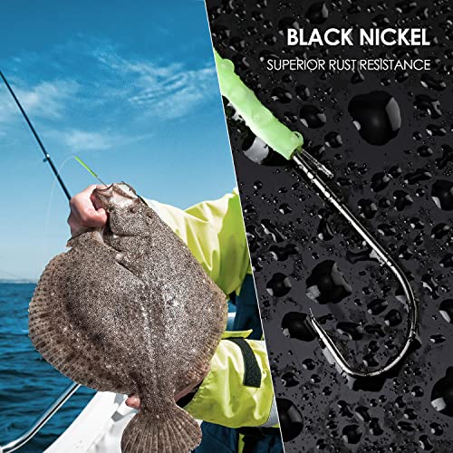 Luroad 5 Stück Angelhaken für Meeresangeln, Flapper-Rigs für Meeresangeln, Strandwerfen, Uferfischen, Flunder, Whiting, Barsch, Scholle (B. 5 Stück - 2 Haken - Größe 2/0-52cm)