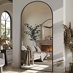 76"X34" Large Arched Floor Mirror Full Length with Stand, Black Hanging or Leaning Standing Full Length Mirror for Bedroom Living Room Gym, Tempered Glass Full Body Mirror, Aluminum Alloy Frame - Image 3