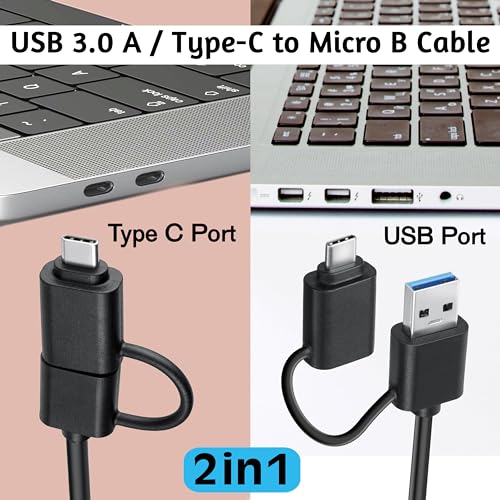Image of Storite 2PACK 45CM High Speed USB 3.0 Cable A to Micro B for External & Desktop Hard Drives - Black (USB Micro B To Type C)