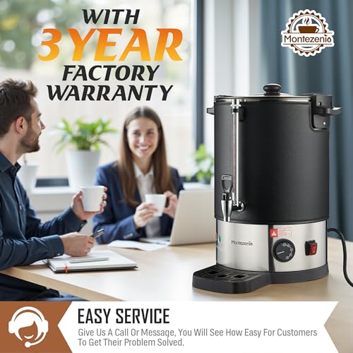 100 Cup Commercial Coffee Urn with Temp Control, 1500W Extra Large Coffee Maker Double Insulated 304 Stainless Steel Coffee Dispenser Hot Water Urn with for Home Party Office Catering, 15L/4 Gallon
