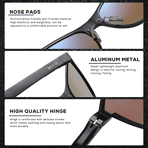 DUCO men's Polarized Driving sunglasses Eyewear Fashion Rimmed Glasses UV400 protection 82054