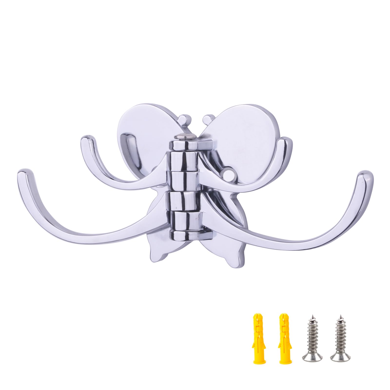 ZHIFENG Key Hook Stainless Steel,Duty Space Saving Towel Rope Hook Wall Mount Quadruple Swing Arms for RV Bathroom Kitchen Garage Doorway,Car Key Hanger (Polished Chrome)