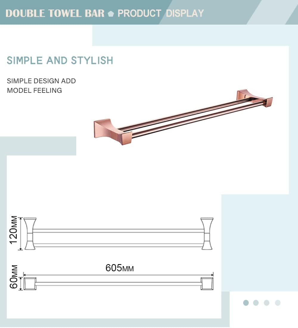 Towel Rails, Rose Wall Mounted Clothes Hook Toilet Paper Towel Rail Rack Bar Shelf Soap Toothbrush Bathroom Accessories/Double Towel Bar/Size