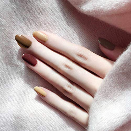 Olbye Fake Nails Round Edge Press on Nails Full Cover Artificial Nails Medium False Nails for Women and Girls 24Pcs(Style 1)
