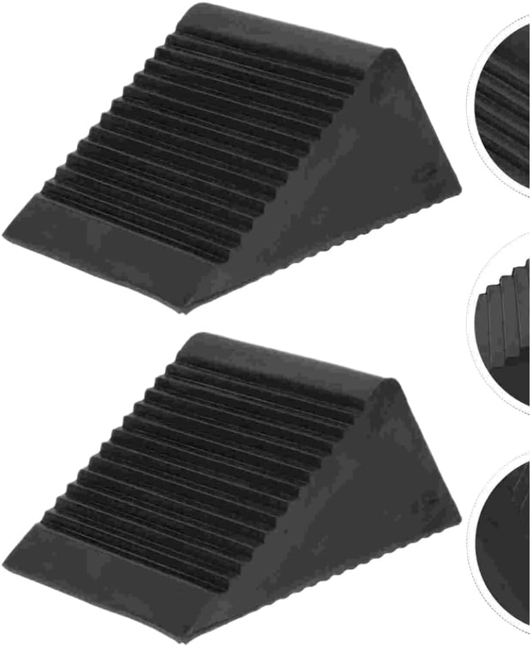 Wheel Chocks Rubber Tire Chock Stopper Anti Slip Blocks RV Non Skid Vehicle Stop Heavy Duty Triangle Control Sturdy Car Compatible with