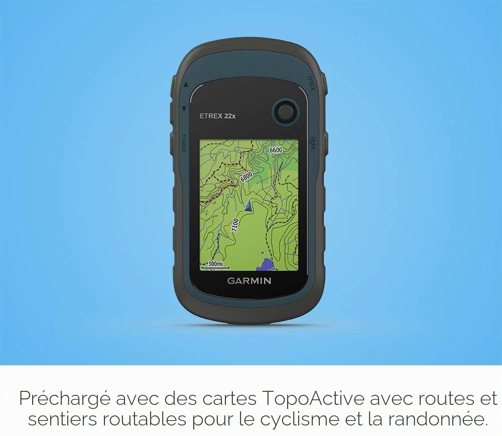 Garmin 010-02256-00 eTrex 22x, Navigateur GPS Portable Robuste, Noir/Bleu Marine