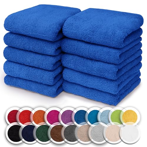 NatureMark 10er Set Frottee Waschlappen – 100% Baumwolle, weich & saugfähig – 30×30 cm, Royal Blau – Ansicht 1