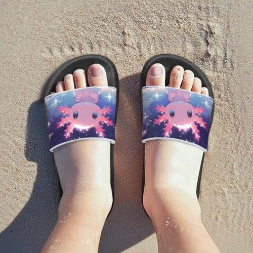 Axolotls Kids Sandals Summer Non Slip Open Toe Slippers for Boys Girls Cute Shower Beach Shoes Soft Footbed One Slide Sandal Lightweight Casual Outdoor Indoor Slipper3