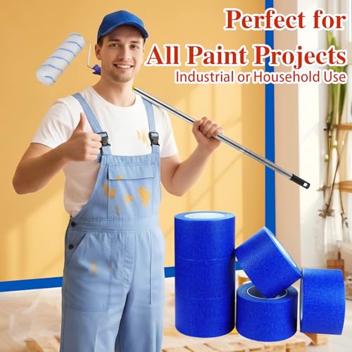 Image of Painters Tape 3 Inch Wide, 3 inches X 55 Yards X 6 Rolls. | Wide Blue Painters Tape, Using for Painting, Pack, etc. 330 Yards Total.