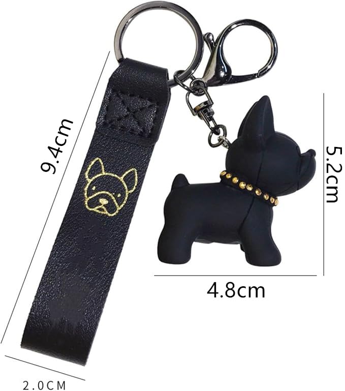 Esshogo Hund Anhänger Schlüsselbund, Niedlicher Bulldoggen Schlüsselring, Little French Pitbull Schlüssel Anhänger für Frauen, Herren, Tasche, Rucksack, Auto Schlüssel, Handtasche Dekoration