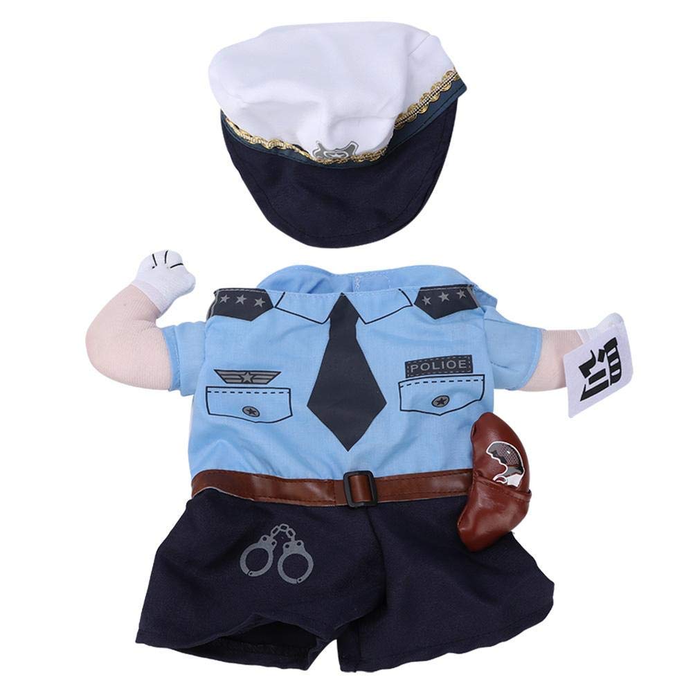 Zwierzę domowe Policja Kostium Zwierzę domowe Halloween Boże Narodzenie Sukienka Cosplay Zabawny pies Kot Rekwizyt Cosplay Dressing Odzież imprezowa na Halloween Boże Narodzenie Weekendowe imprezy Urodziny (M)