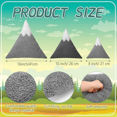 Shellwei 3 Pcs Mountain Shaped Decorative Pillow Sherpa Cute Nursery Playroom Pillow Grey And White Nursery Accessories Kawaii Decorative Pillow Gift Toy For Girls Boy Kids thumb #1