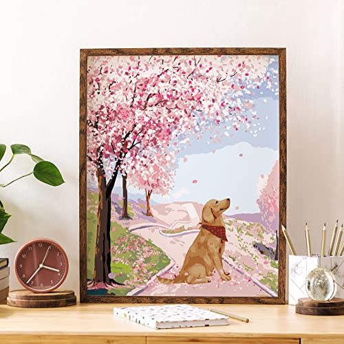Nuberlic Paint By Number For Adults Beginners Kids 16X20 Inch Diy Paint By Numbers Kits On Canvas Dog Sakura Pattern Digital Painting Kit For Home Decor (Without Frame) #TOP1