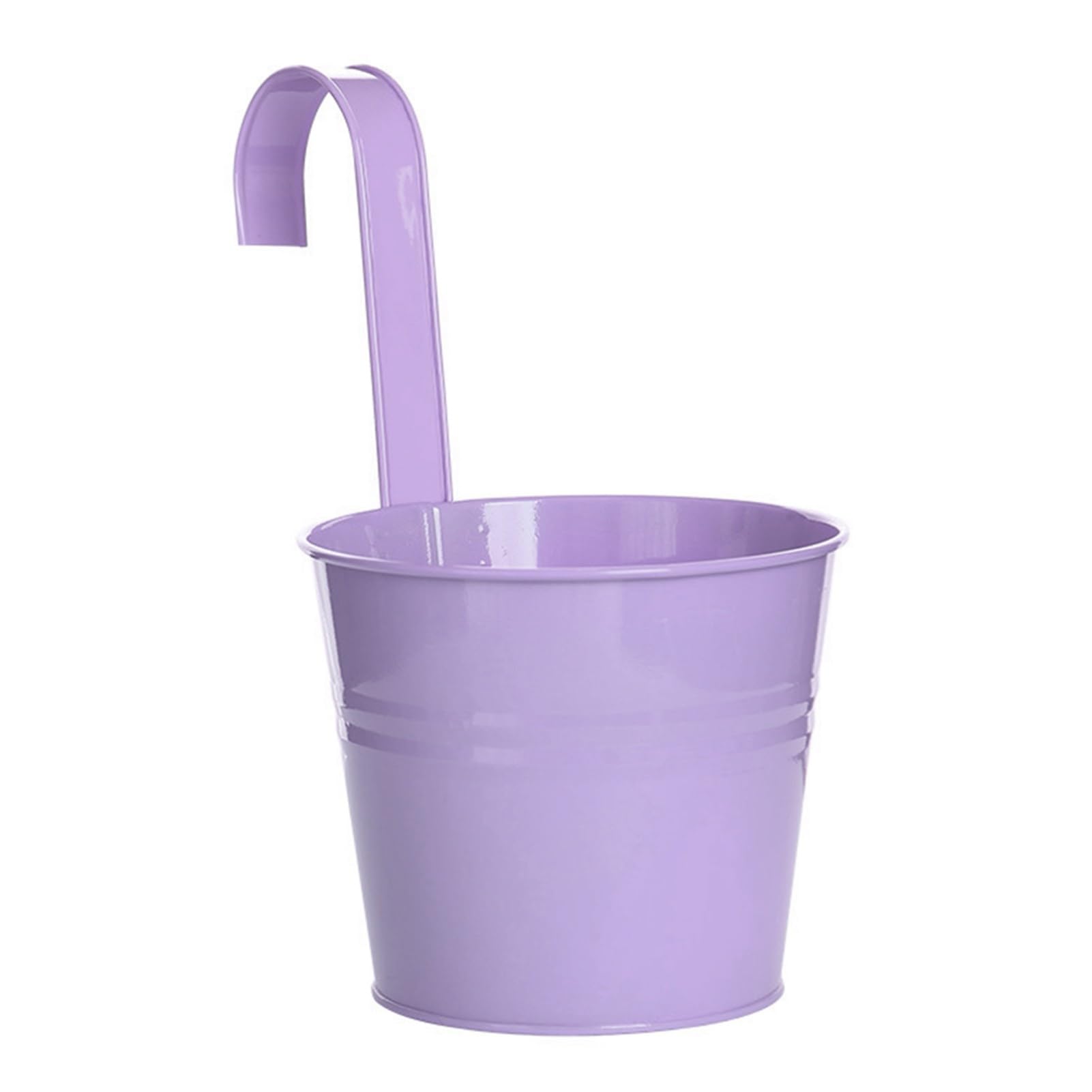 Ulafbwur Light Purple Plant Planter Hanging Flower Pot Sturdy Natural Style Iron Exquisite Metal Bucket For Balcony Balcony Planter Garden