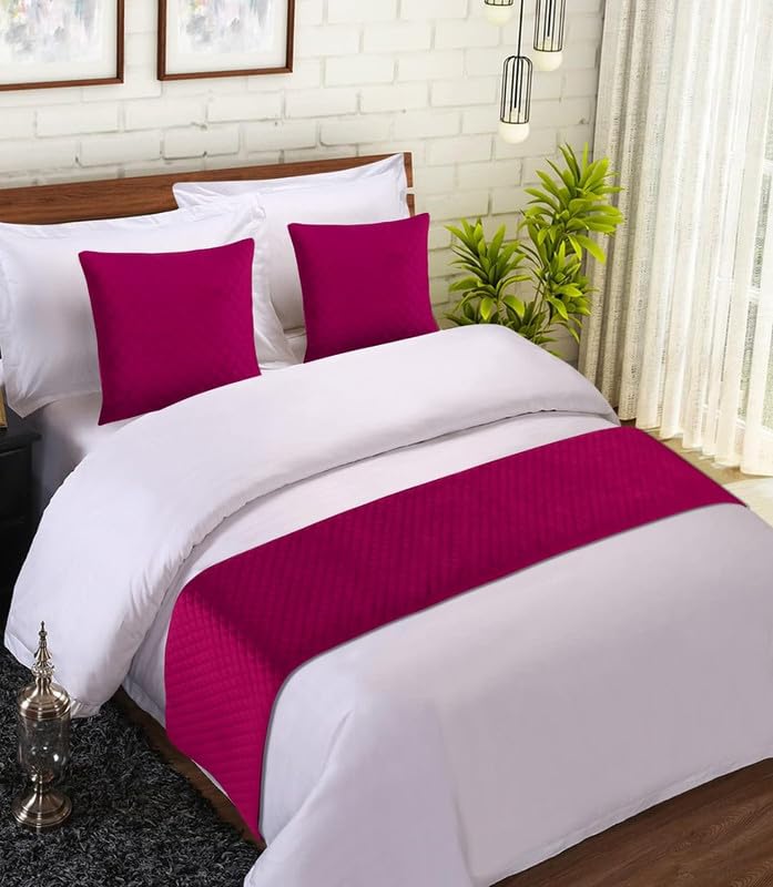 Femfairy Quilted Velvet Combo of Bed Runner with Cushion Covers (Pink) (Bed Runner 18x90inches) (Cushion Covers 16x16inches) (B0CTKMDWPW) Amazon Price History, Amazon Price Tracker