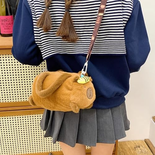 Y2K Cute Plush Capybara Panda Crossbody Bag for Women Funny Pink Mini Cartoon Shoulder Bag Daypack Handbag for Travel4