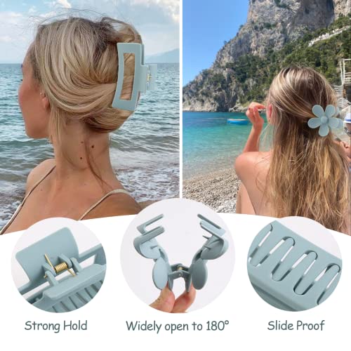 10 Pack Flower Claw Clips, Square Hair Clips For Women & Girls, Strong Hold Medium Claw Clips For Thick Hair, Matte Flower Hair Clips Non Slip, Cute Claw Clips Hair Accessories With Light Color #TOP1