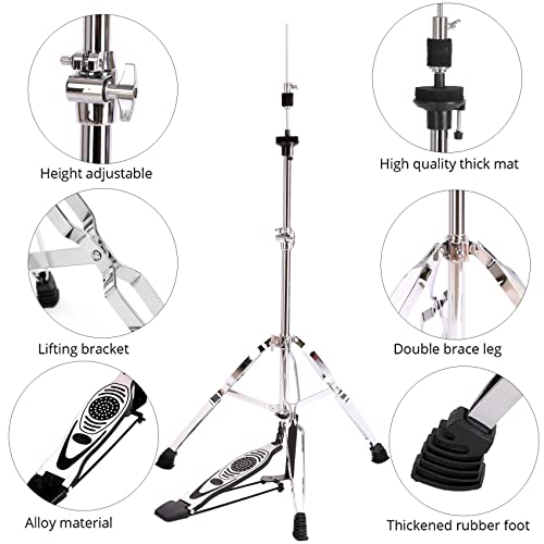 Yeasoul Hi Hat Stand,Cymbal Stand,High Hat Stand With Pedal,Practice High Hat Great For 8'' 10'' 12'' 13'' 14'' 15'' 16''Cymbals #TOP3