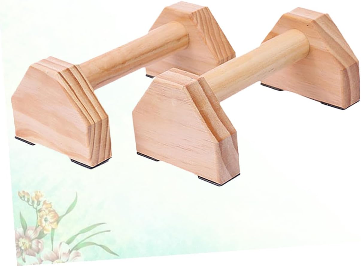 Kisangel Solid Wood Handstand Bars and Push-up Frame, Non-slip Pushup Bracket Pair for Personal Strength Training and Fitness Equipment