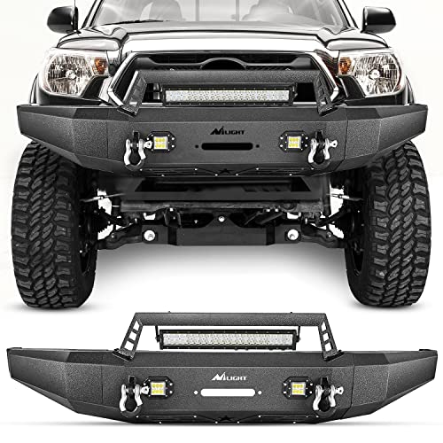 Image of Nilight Front Bumper Full Width Steel Compatible for 2014 2015 2016 2017 2018 2019 2020 2021 Toyota Tundra Pickup Truck with Winch Plate Offroad 120W Light Bar 18w LED Pods